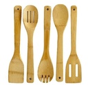 Bamboo Utensils Set 5Pc Wooden Mixing Spoon Kitchen Cooking