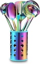 Marco Almond 7-Piece Rainbow Stainless Steel Cooking Utensil Set Kitchen Utensils Dishwasher Safe