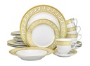 Euro Porcelain 40-Pc Dinnerware Set W/ Gold Greek Key Pattern & 24K Ornament - HQ Dining Service for 8