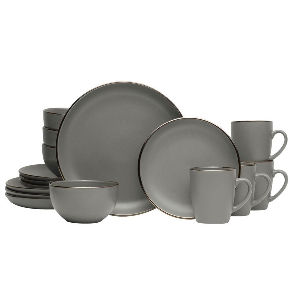Pfaltzgraff Hadlee Grey 16-Piece Stoneware Dinnerware Set