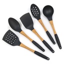 5 Piece Beille Grey Silicone Kitchen Utensils Cooking Set Spoons Spatulas Ladle