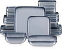 LOVECASA, Series Sweet, 32-Piece Stoneware Dinnerware Sets, Gradient Gray Dinner Set, Service for 8
