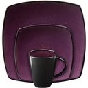 Gibson Soho Lounge Square 16-Piece Dinnerware Set Purple