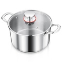 Vesteel 5 Quart Stock Pot with Lid, 18/10 Stainless Steel Stockpot Metal Pasta Soup Pot with Tri-Ply Construction, Compatible with Electric, Gas, Induction, Ceramic