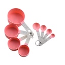 XMMSWDLA Measuring Cups and Spoons Set of 8, Nesting Measure Cups with Leveler, Stackable Measuring Cup Set with Stainless Steel Handle for Dry and Liquid Ingredients Pink