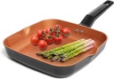 Moss & Stone Griddle Aluminum Nonstick Stove Top Square Grill Pan, Perfect for Meats Steak Fish & Vegetables,Dishwasher Safe