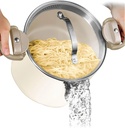 Gotham Steel Large Stock Pot 8 Quart Cooking Pasta Pot Nonstick Big Ceramic Soup Pot with Glass Lid Strainer Cream