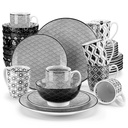 Vancasso, 32-Piece Porcelain Dinnerware Set, Black White Dinner Set, Service for 8