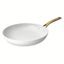 Thyme & Table 12" Ceramic Non-Stick Fry Pan Ribbed Collection, White & Gold