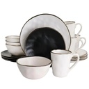 Roman Stoneware Dinnerware Set with Gold Rim - Assorted Matte - 16 Piece