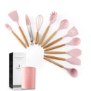 Anself Kitchen Utensils Set 12 Piece Silicone Cooking Utensils Set Nonstick Kitchenware,Pink
