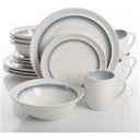 Ge Lawson Dinnerware, White Teal - 16 Piece