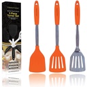 Culinary Couture Silicone Spatula Turner Set Stainless Steel Cooking Utensils Orange