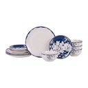 Sango Brittany Stoneware Dinnerware Set, 12-Piece, Navy Floral