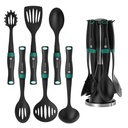 Linoroso 7 PCS Elevate Nylon Cooking Utensils Set, Kitchen Utensil Set Heavy Duty with Exquisite Rotating Utensil Holder