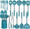 17Pcs Silicone Cooking Utensil Set,Non-Stick Heat Resistant Stainless Steel Handle,Blue
