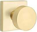 EMTEK Square Rosette Passage Set with Matching Finish round Knob - Choice of 7 Finishes - 5110ROUUS4 - Satin Brass (US4)