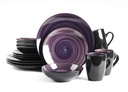 Home VSS Stoneware Sonoma 16Pc Dinnerware Set, outside Black + inside Spinwash Purple
