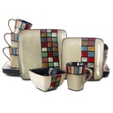 Elama Color Melange 16 Piece Dinnerware Set