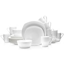 Stone Lain Juliette Bone China Formal Square Dish Set, 32-Piece Dishes for 8, White
