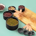 Stainless Steel Handle Measuring Spoon Plastic Measuring Cup Set of 8 Piece Gold Handle Measuring Spoon with Scale Seasoning Spoon Baking Tool/ Home Essentials