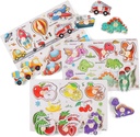 Wooden Peg Puzzles for Toddlers 1-3,Dinosaur Puzzle for Kids, Montessori Toys for 1-3+ Years Girl Boy,