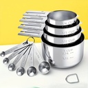 Wwbo 4/10Pcs Premium Stainless Steel Measuring Cups and Spoons Set - Accurate Stackable and Durable Kitchen Essentials for Dry and Liquid Ingredients - Ideal Baking Tools and Kitchen St
