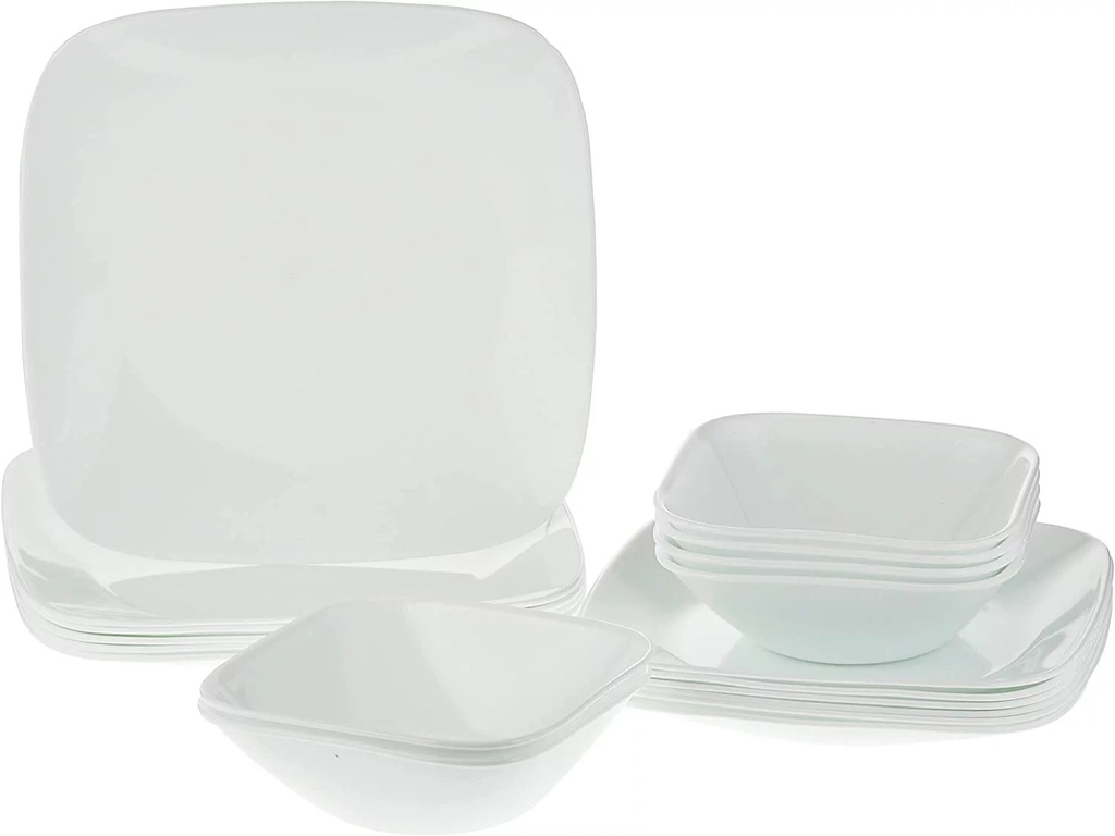 Corelle Square Pure White Dinnerware Set - Service for 6