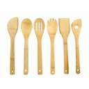Dish Set Dishes Stainless Steel Silverware Set Dining Set Plates Bowls Wooden Cooking Kitchen Utensils 6Piece Set Organic Large 11.5 Inch Spoon Fork and Turner for Utensil (6 Mixed Set)