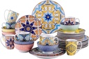 Vancasso, 32-Piece Porcelain Dinnerware Set, Multicolour Dinner Set, Service for 8