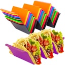 Taco Holders Set of 8, PP Health Material Large Colorful Taco Holder Stand for 3 Tacos Each,Microwave & Dishwasher Safe