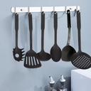 Rwvbm High Heat Resistant Nylon Cooking Utensil Set - 6-Piece Non-Stick Spatula, Ladle & Strainer Kit for Effortless Kitchen Cooking, Kitchen Utensils & Gadgets Deals Savings(Black)