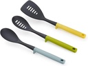 Joseph Joseph Duo 3-Piece Utensil Set with Integrated Tool Rests: Scratch-Free Use on Non-Stick Cookware, Includes Solid & Slotted Spoons and Turner, Heat-Resistant