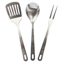 Stansport Stainless Steel Cooking Utensils Set - Spoon, Fork, Spatula - Silver