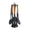 Megachef Black 7 Piece Nylon Cooking Utensils with Wood Design