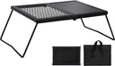 Lineslife Folding Campfire Grill ，304 Stainless Steel Heavy Duty Camp Grill for Frying and Baking，Black