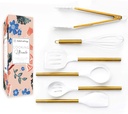 Styled Settings White Silicone and Gold Cooking Utensils Set