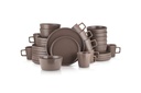 Stone Lain Celina Stoneware Dish Set, 32-Piece round Dishes for 8, Brown Speckled