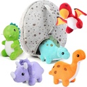 Benben Dinosaur Stuffed Animal, 5Pcs Small Dino Plush Toys and Egg Bag Set for Kids Girls Boys