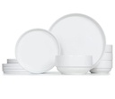 Kook Dinnerware Set, 12 Piece Service for 4, Ceramic White