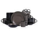 Stone Lain Daisy 32-Piece Dinnerware Set Stoneware, Brown and Black