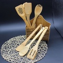 Cooking Utensils Shiogb Clearance, Bamboo Shovel 5-Piece Set Beige, Wooden Cooking Utensil 5 Spoon Spatula Tools Kitchen Mixing Piece Set Kitchen，Dining & Bar(1 Set of Bamboo Spatulas 5-Piece Set)
