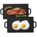 Reversible Cast Iron Grill Griddle, 17.7" X 8.8" Double Sided Nonstick Grill Pan, Rectangular Baking Flat and Ribbed Griddle Plate, Perfect for Gas Grills and Stove Tops, Camping BBQ