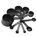Moocorvic 10Pcs Black Plastic Measuring Spoons Cups Set Tools Measure for Baking Coffee