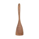 Pdqouc Cooking Wooden Spatula 12.4 Inch Premium Utensils Long Handled Kitchen Spurtle Set Ideal for Pan and Wok Wood Turner Corner Spatula Spoons Scraper Kitchenware Tools
