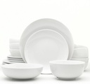 Euro Ceramica White Essential 16 Piece Porcelain Dinnerware Set