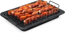 Bacon Tray - 2-Piece Set – Marble Coating - Durable, Non-Stick Cooking Tray for Bacon – Black Stone Tray and Carbon Steel Rack