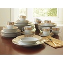 Brylanehome Medici 40-Piece Premium Golden Porcelain Dinnerware Gold White Set (Service for 8) Includes Dinner Dessert Plates Bowls Saucers Mugs Cups