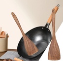 Mikease Wooden Spatula for Cooking 12.4 Inch Premium Utensils Long Handled Kitchen Spurtle Set Ideal for Pan and Wok Wood Turner Corner Spatula Spoons Scraper