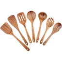 Wooden Spoons for Cooking, Wooden Utensils for Cooking 7 Pcs Natural Teak Wooden Kitchen Utensils Set Wooden Cooking Utensils